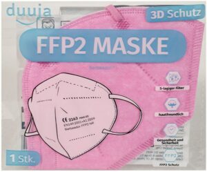 duuja FFP2 Einmalmundschutz (20 Stück) für Jugendliche pink