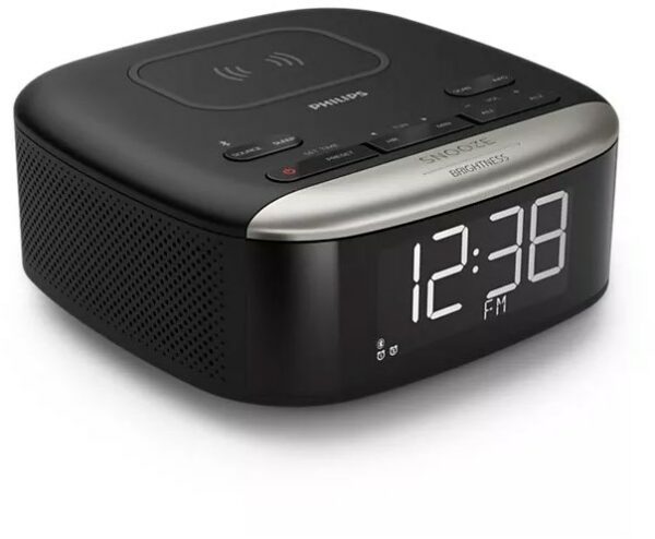 Philips TAR7606/10 Uhrenradio mit QI-Ladestation schwarz