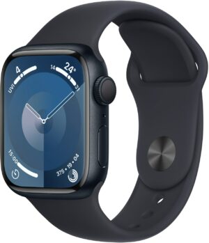 Apple Watch Series 9 (41mm) GPS Smartwatch Aluminium mit Sportarmband S/M mitternacht/mitternacht