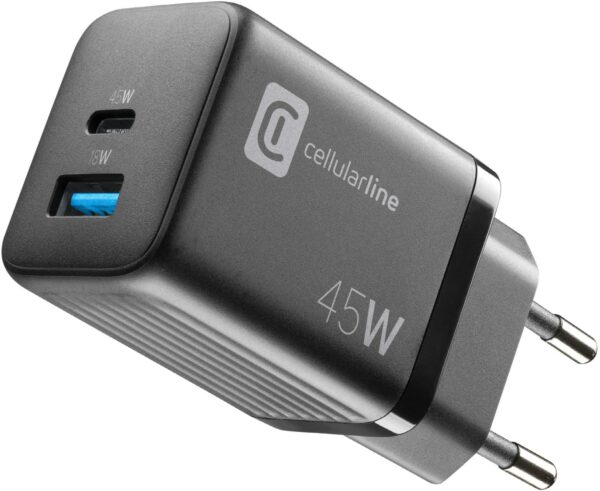 Cellular Line USB/USB-C GaN Ladegerät (45W) schwarz