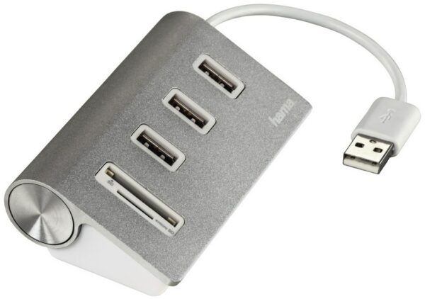 Hama USB-2.0-Hub/Kartenleser silber