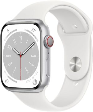 Apple Watch Series 8 (45mm) GPS+4G Aluminium mit Sportarmband silber/weiß