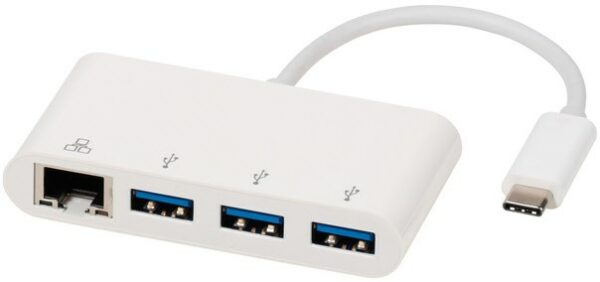 Vivanco USB Type-C > LAN Adapter + 3x USB weiß