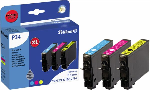 Pelikan P34 Tinten-Multipack ersetzt Epson T27154010 3-farbig