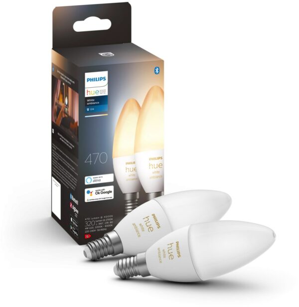 Hue Hue Wh. Amb. 5.2W B39 E14 2er Set LED-Kerze / G