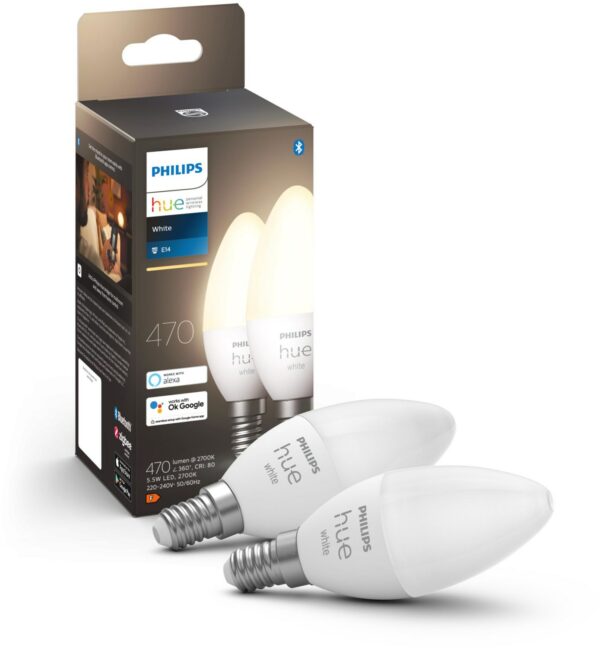 Hue Hue White 5.5W B39 E14 2er Set LED-Kerze / F