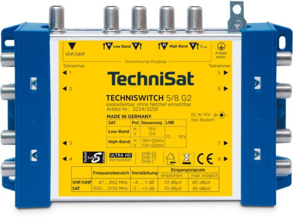 Technisat TechniSwitch 5/8 G2 Multischalter-Grundeinheit blau/gelb