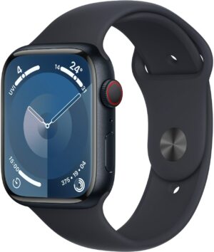 Apple Watch Series 9 (45mm) GPS+4G Smartwatch Aluminium mit Sportarmband S/M mitternacht/mitternacht