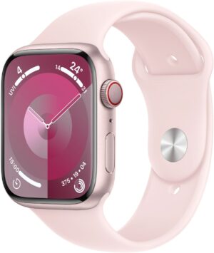 Apple Watch Series 9 (45mm) GPS+4G Smartwatch Aluminium mit Sportarmband M/L rosé/hellrosa