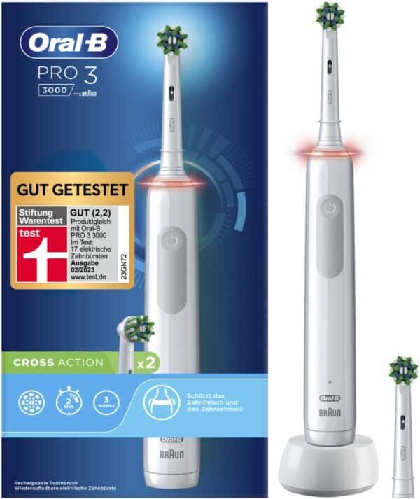 Oral-B Pro 3 3000 Cross Action Elektrische Zahnbürste white