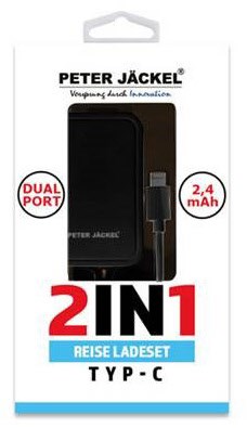 Peter Jäckel USB Travel Charger 2in1 Dual Port Typ-C schwarz