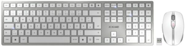 Cherry DW 9100 Slim (DE) Kabelloses Tastatur-Set silber/weiß