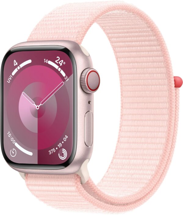 Apple Watch Series 9 (41mm) GPS+4G Smartwatch Aluminium mit Sport Loop rosé/hellrosa