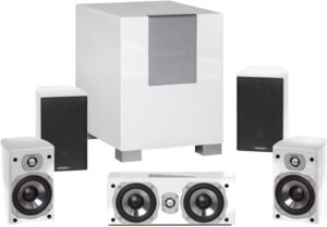 Quadral Chromium Style Surround 2008 Set 5.1 A/V-Laustsprechersystem mit Aktiv-Subwoofer weiss hochglanz