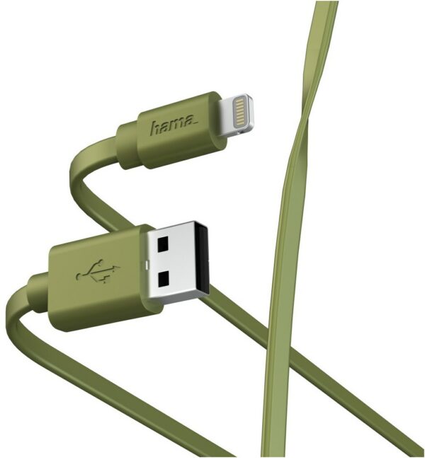 Hama Flat USB-A - Lightning (1m) Datenkabel grün