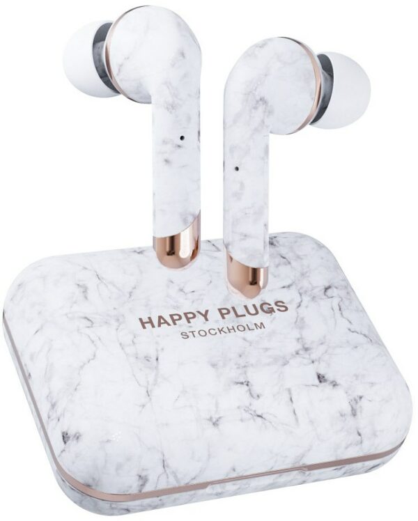 Happy Plugs Air 1 Plus In Ear Bluetooth-Kopfhörer white marble