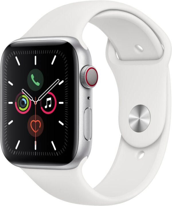 Apple Watch Series 5 (44mm) GPS+4G mit Sportarmband silber/weiß