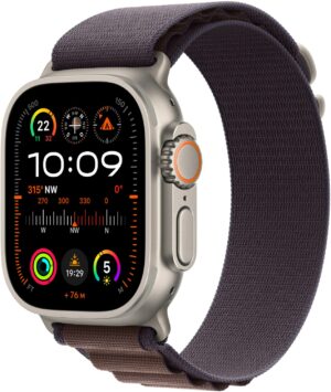 Apple Watch Ultra 2 (49mm) GPS+4G Smartwatch Titan mit Alpine Loop Armband (S) titan/indigo