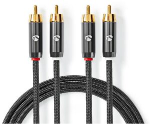 Nedis CATB24200GY20 Stereo-Audiokabel 2x Cinch-Stecker>2x Cinch-Stecker (2m) stahlgrau