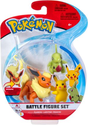 Jazwares Pokémon Battle Figur Set Pikachu/Larvitar/Flamara