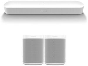 Sonos BEAM Soundbar + 2X ONE SL Surroundlautsprecher weiß