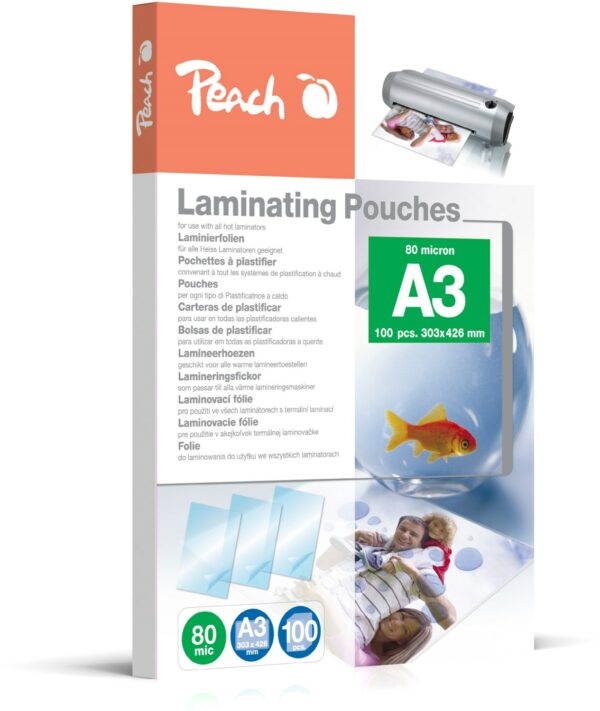 Peach PP580-01 Laminierfolien A3 303x426mm 80 Mic glänzend (100Stk.)