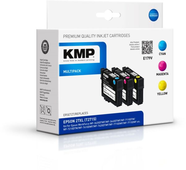 KMP E179V Tinten-Multipack ersetzt Epson 27XL (T2712/2713/2714 3-farbig