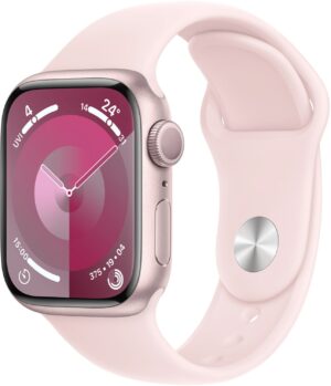 Apple Watch Series 9 (41mm) GPS Smartwatch Aluminium mit Sportarmband S/M rosé/hellrosa