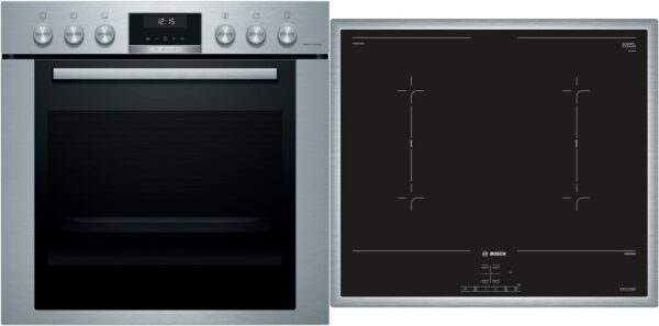 Bosch MKH64DK1 Herdset mit Induktionskochfeld bestehend aus HEG317TS1 + NVQ645CB5M edelstahl + edelstahl /