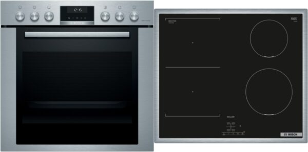 Bosch MKH63CK3 Herdset mit Induktionskochfeld bestehend aus HEG317AS1 + NVS645CB6M edelstahl + edelstahl /