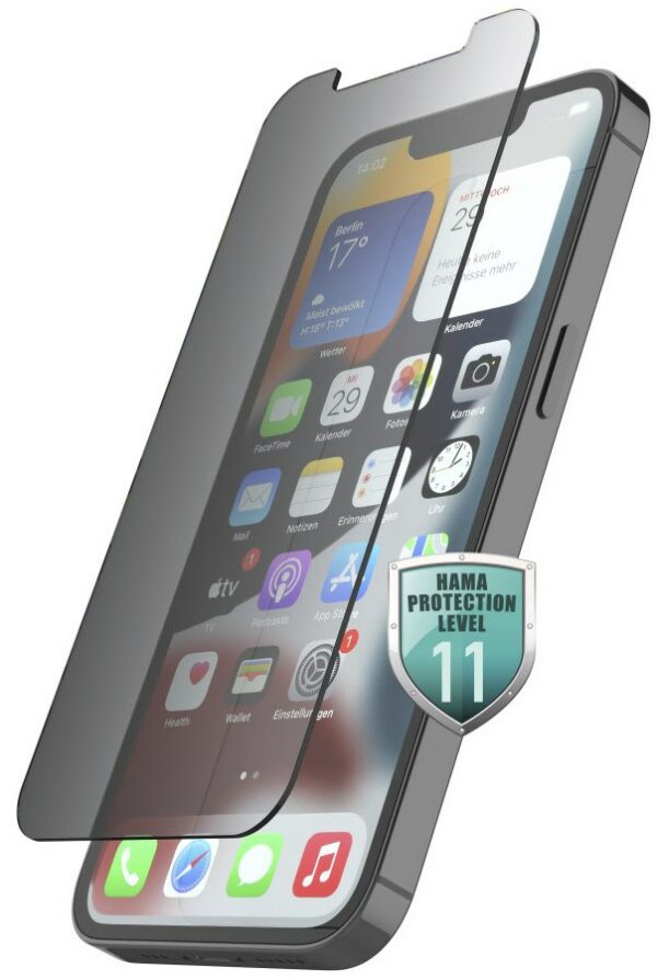 Hama Echtglas-Displayschutz Privacy für iPhone 14 Pro transparent