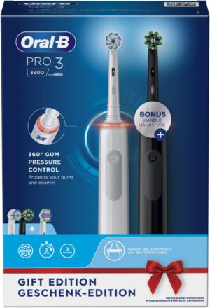 Oral-B Pro 3 3900 + 2. Handstück Elektrische Zahnbürste black/white