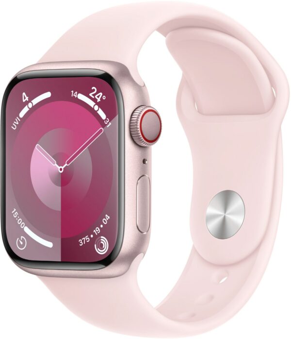 Apple Watch Series 9 (41mm) GPS+4G Smartwatch Aluminium mit Sportarmband S/M rosé/hellrosa