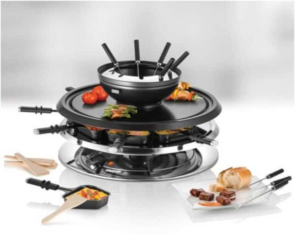 Unold 48726 Raclette Multi 4-in-1 Raclette-Fondue-Set edelstahl/schwarz