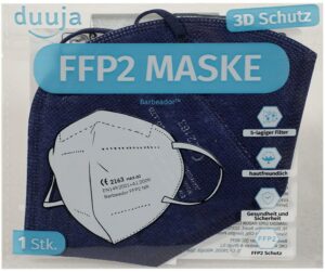 duuja FFP2 Einmalmundschutz (20 Stück) für Jugendliche marine blau