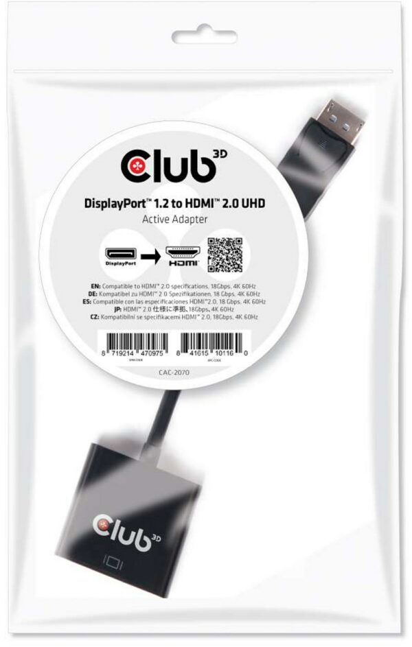 Club3D DP St. > HDMI 2.0 Bu. 4K Adapter aktiv