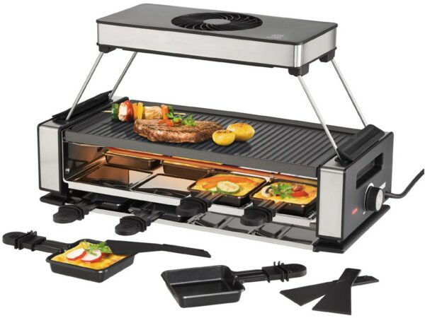 Unold Smokeless Raclette mit Dunstabzugshaube schwarz/edelstahl