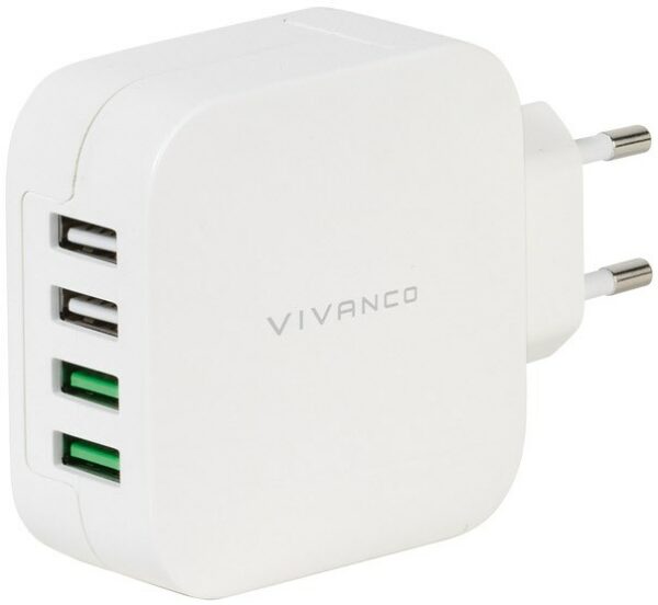 Vivanco CHARGVVUSB4.8AW 4fach Ladegerät weiß