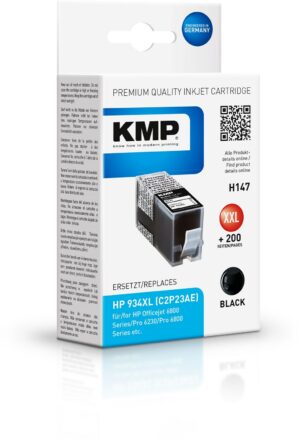 KMP H147 (1000ml) Tintenpatrone ersetzt HP 934XL (C2P23AE) schwarz