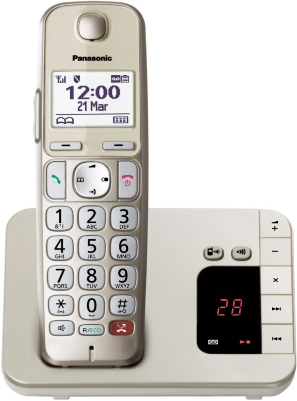 Panasonic KX-TGE260GN Schnurlostelefon mit Anrufbeantworter champagner