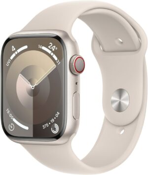 Apple Watch Series 9 (45mm) GPS+4G Smartwatch Aluminium mit Sportarmband M/L polarstern/polarstern