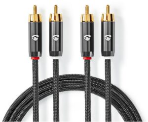 Nedis CATB24200GY50 Stereo-Audiokabel 2x Cinch-Stecker>2x Cinch-Stecker (5m) stahlgrau