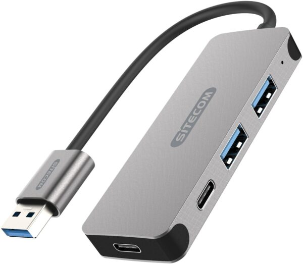 Sitecom USB-A Hub 4 Port 2x USB-A 2x USB-C silber/schwarz