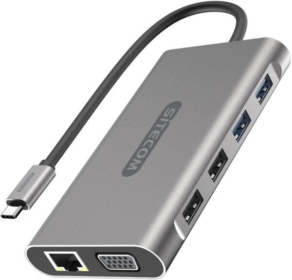 Sitecom USB-C PD Multi Pro Adapter (100W) aluminium