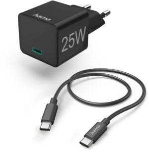 Hama Schnellladegerät (25W) mit USB-Type-C-Ladekabel (1m) schwarz