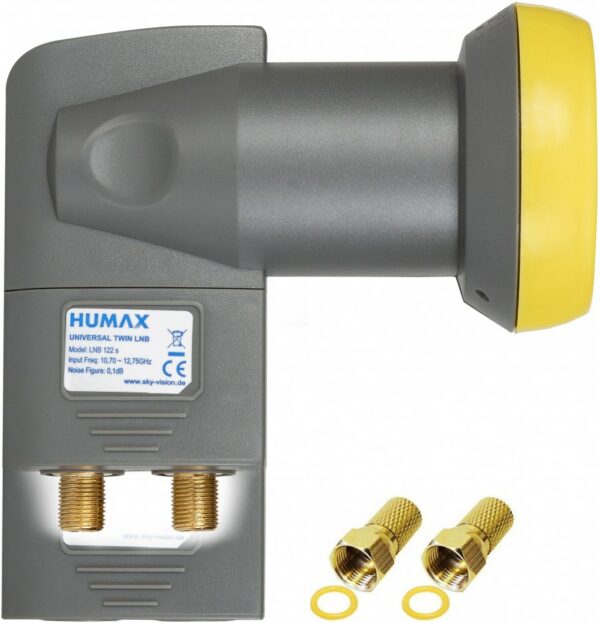 Humax LNB 122s Gold Twin Universal LNB inkl. 2x F-Stecker schwarz/gelb