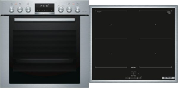 Bosch MKH65DP2 Herdset mit Induktionskochfeld bestehend aus HEH378BS1 + NVQ645CB6M edelstahl + edelstahl /