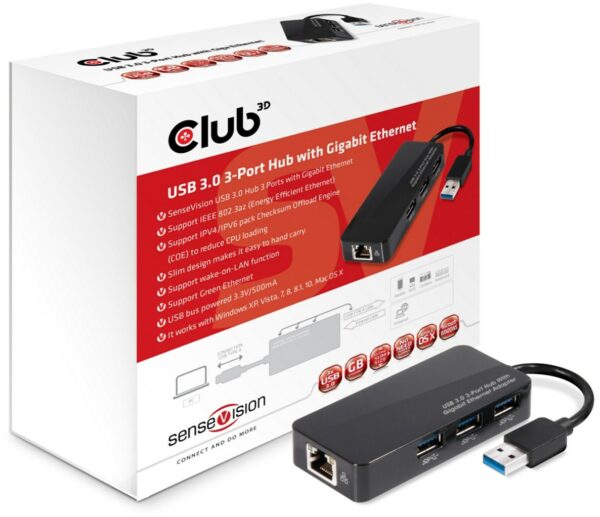 Club3D USB 3.0 > 3x USB 3.0 + Gigabit LAN Adapter