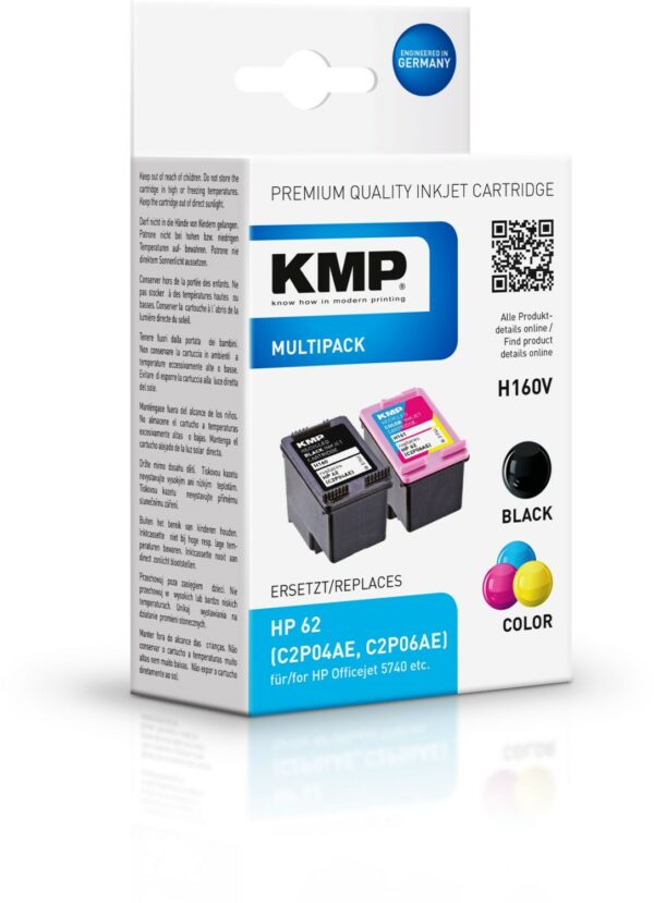 KMP H160V Multipack ersetzt HP 62 (N9J71AE) 4-farbig