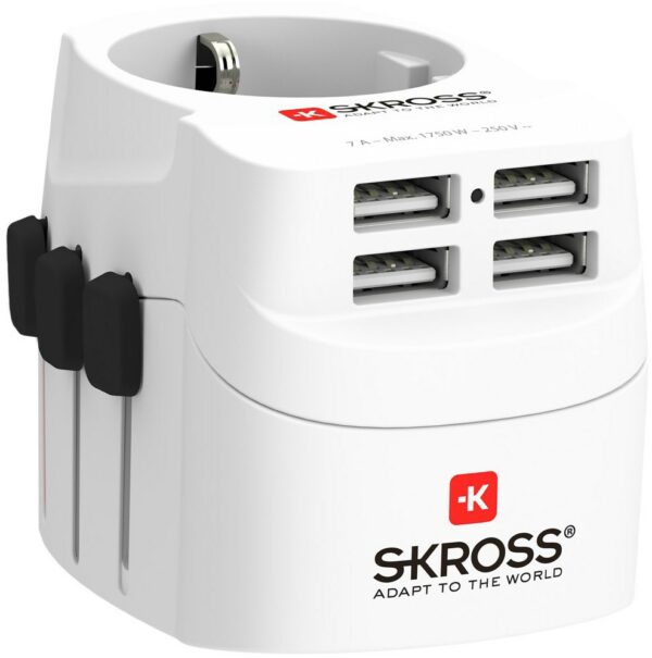 Skross Reisestecker PRO Light USB 4 Port weiss